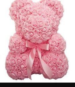 Rose Bear Eternal Rose Bear Creative Ornaments (Option: Light Pink-40cm-No gift box)