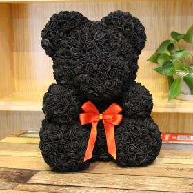 Rose Bear Eternal Rose Bear Creative Ornaments (Option: Black-40cm-No gift box)