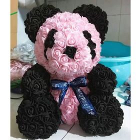 Rose Bear Eternal Rose Bear Creative Ornaments (Option: Black Pink-40cm-No gift box)