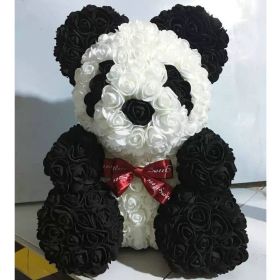 Rose Bear Eternal Rose Bear Creative Ornaments (Option: Black White-40cm-No gift box)