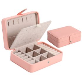 Leather Portable Jewelry Box Double-layer (Option: Pink-16x11x5cm)