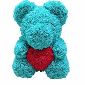 Rose Bear Eternal Rose Bear Creative Ornaments (Option: Fluorescent Blue Red-25cm-No gift box)