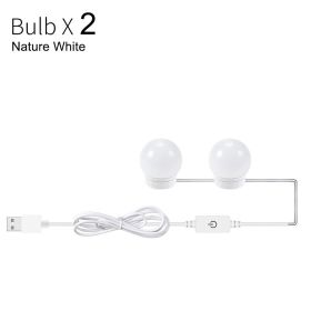 Makeup Mirror Bulb Usb Three-Color Touch Dimming Bathroom Mirror Front Light Led Mirror Light (Option: 2Strings-White-USB)