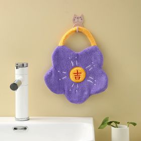 Coral Velvet Hanging Hand Towel (Option: Purple Spring-27x20cm)