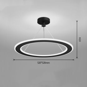 Simple Modern Circular Bedroom Study Chandelier (Option: Black-Stepless dimming-520x520mm)