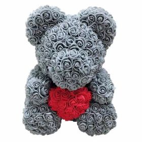 Rose Bear Eternal Rose Bear Creative Ornaments (Option: Grey Red-25cm-No gift box)