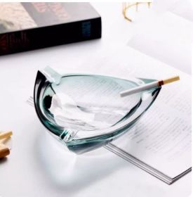 Crystal Glass Gold Rim Ashtray Prevent Fly Ash (Option: KTG7204 blue)