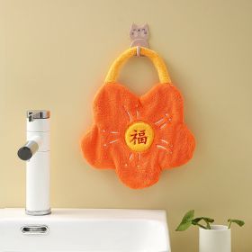 Coral Velvet Hanging Hand Towel (Option: Tangerine-27x20cm)