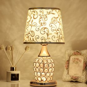 Crystal Table Lamp Ins Modern Bedroom Warm (Option: Phnom Penh Leaf A-Button with bulb-UK)