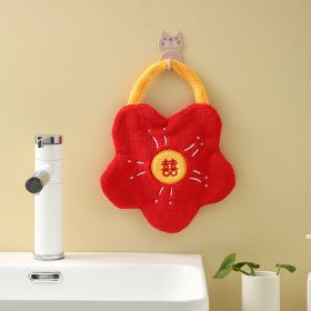 Coral Velvet Hanging Hand Towel (Option: Da Hong Xi-27x20cm)