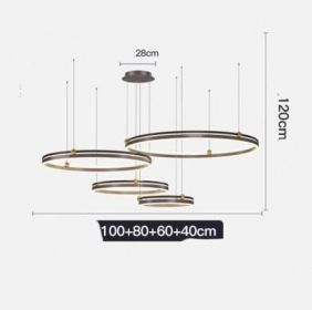 Chandelier Living Room Brushed Aluminum Bedroom Study (Option: Black Gold40CM60CM80CM100CM175)