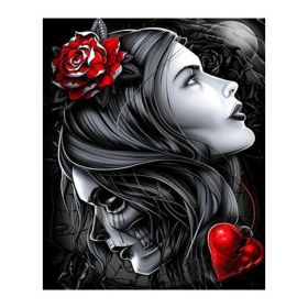 Skull Red Rose Girl Diamond Painting (Option: 30x40cm)