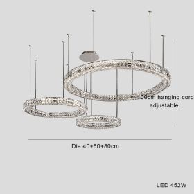 Light Luxury Style Crystal Chandelier Modern Simple Led (Option: Double circle large-Tricolor LED light)