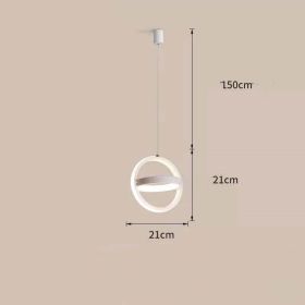 Bedside Chandelier Bedroom Dining Room Bar Long Line Single Head (Option: White circle-Three tone light)