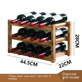 Solid Wood Ornaments Wine Showing Stand (Option: Carbon Baked Color)