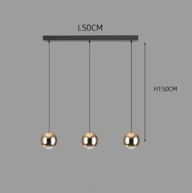 Restaurant Cafe Bar Living Room Ball Long Line Chandelier (Option: 3long golden discs)