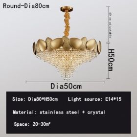 Stainless Steel Living Room Ceiling Crystal Chandelier (Option: Gold-800x500mm)