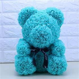 Rose Bear Eternal Rose Bear Creative Ornaments (Option: Fluorescent Blue-25cm-No gift box)