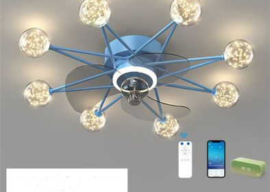 Nordic Ceiling Fan Lights Living Room Dining Room Full Of Stars (Option: Blue-A1 Full of stars)