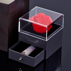 VEternal Flower Soap Rose Jewelry Box Acrylic (Color: Navy Blue)