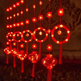 New Year Red Lantern Spring Festival Atmosphere Decorative Lamp (Option: Small Fu Word Double Ring)