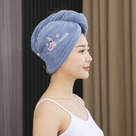 Female Strong Absorbent Quick-drying Towel Thick Coral Fleece Shower Cap (Option: Navy Blue-25 √ó 65cm)