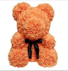 Rose Bear Eternal Rose Bear Creative Ornaments (Option: Orange-25cm-No gift box)