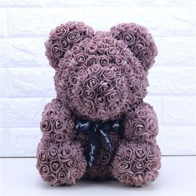 Rose Bear Eternal Rose Bear Creative Ornaments (Option: Brown-25cm-No gift box)