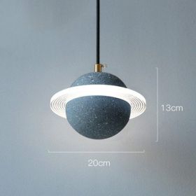 Planet Small Chandelier Red Single Head Bedroom Bedside Lamp (Option: Model C gray blue-220v)