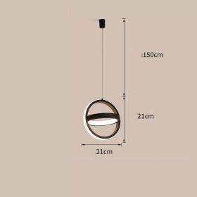 Bedside Chandelier Bedroom Dining Room Bar Long Line Single Head (Option: Black circle-Three tone light)