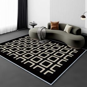 Living Room Carpet Fully Covered Bedroom And Household Sofa Table Carpet Bedside Stain-resistant Non-slip Foot Mat (Option: Rule Series Square-80120cm Crystal Velvet)