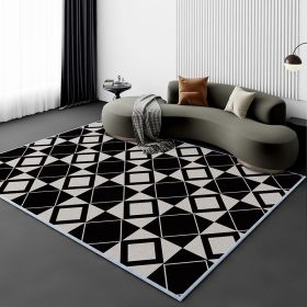 Living Room Carpet Fully Covered Bedroom And Household Sofa Table Carpet Bedside Stain-resistant Non-slip Foot Mat (Option: Rule Series Diamond-80120cm Crystal Velvet)