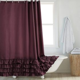 Fashion And Environment-friendly Polyester Fabrics Thickened Shower Curtain (Option: Coffee Big Lace-200CM Wide X200CM High)