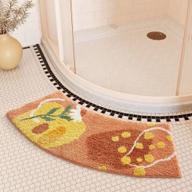 Absorbent Floor Mat Fan-shaped Carpet Shower Room Door Mat Bathroom Non-slip (Option: Arc Rainbow Bridge-40 X75cm Thick Cashmere)